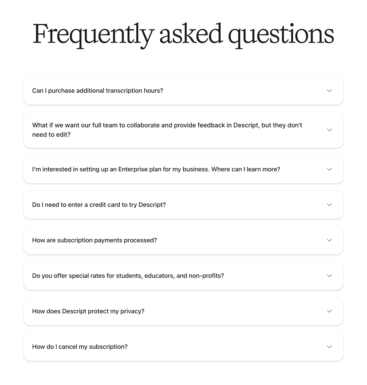 Descript
				faq ui component