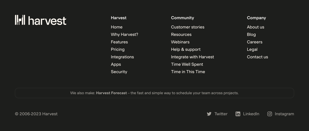 Harvest
				footer ui component