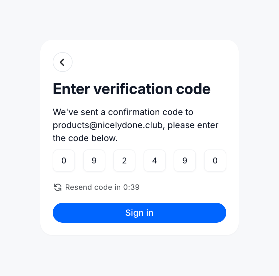 Wynde
				input code ui component