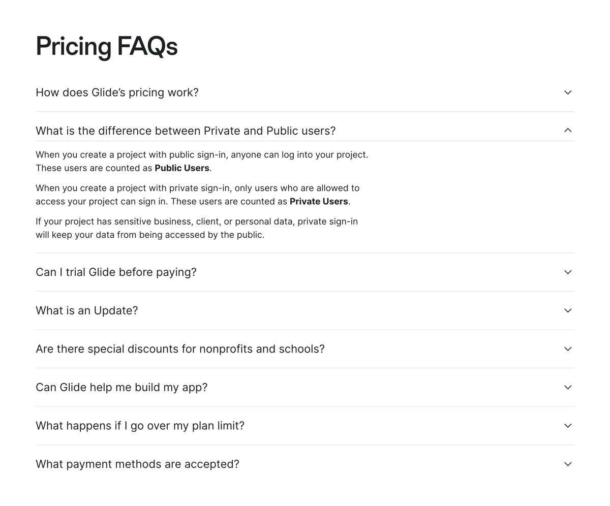 Glide
				faq ui component