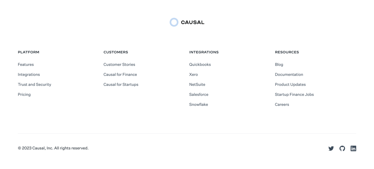 Causal
				footer ui component