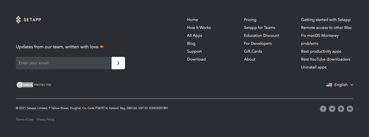 Setapp
				footer ui component
