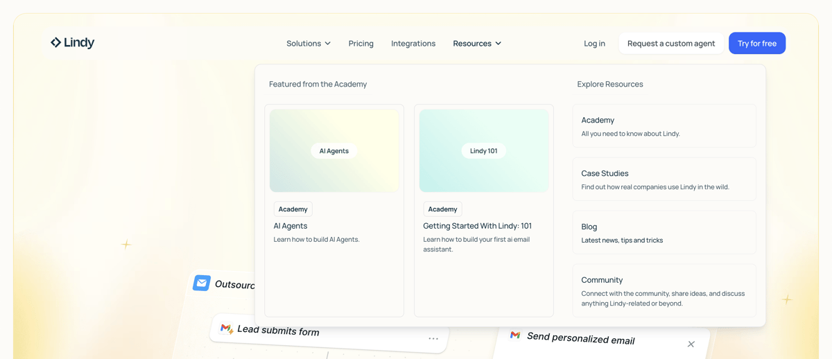 Lindy
				flyout menu ui component