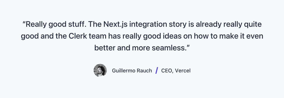 Clerk
				testimonial ui component