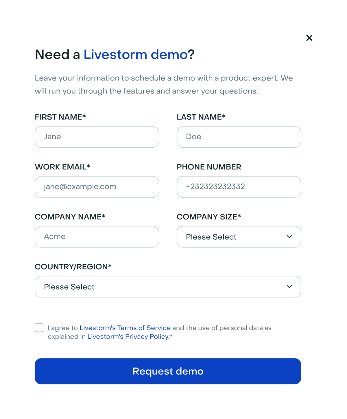 Livestorm
				form element ui component