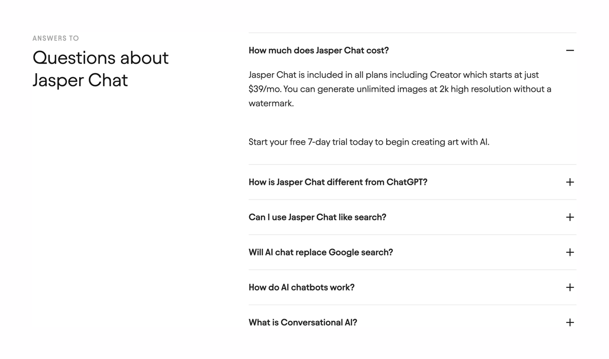 Jasper
				faq ui component