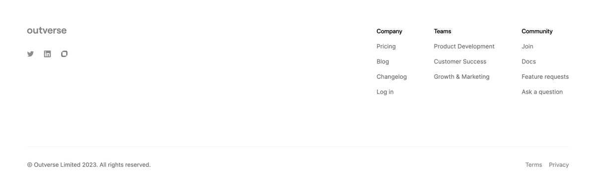 Outverse
				footer ui component