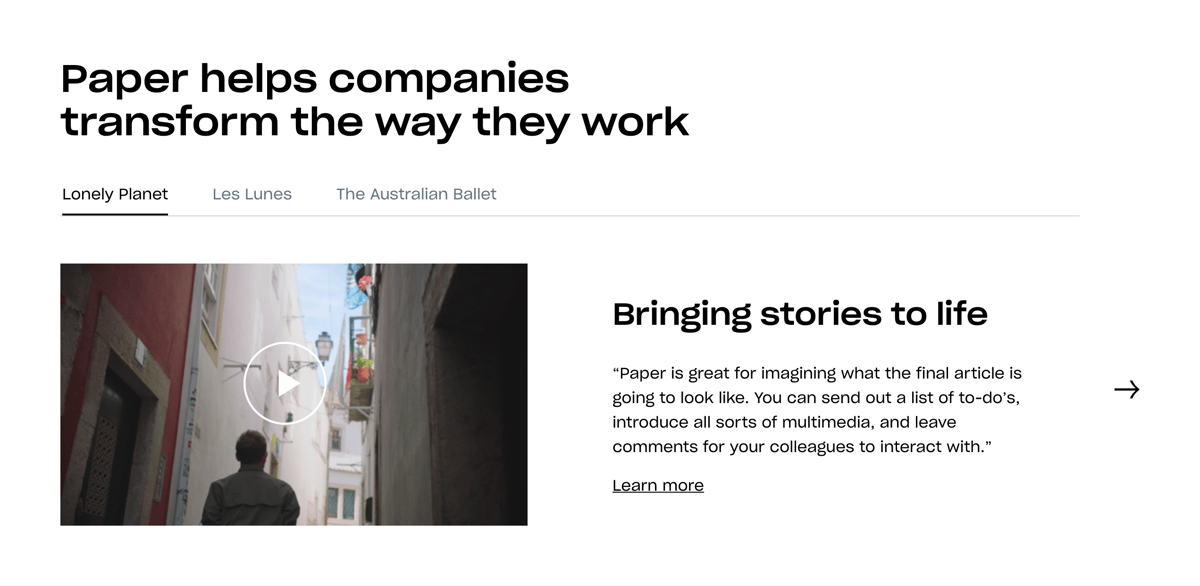 Dropbox paper
				testimonial ui component