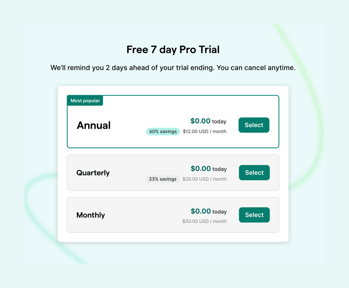 Grammarly
				pricing section ui component