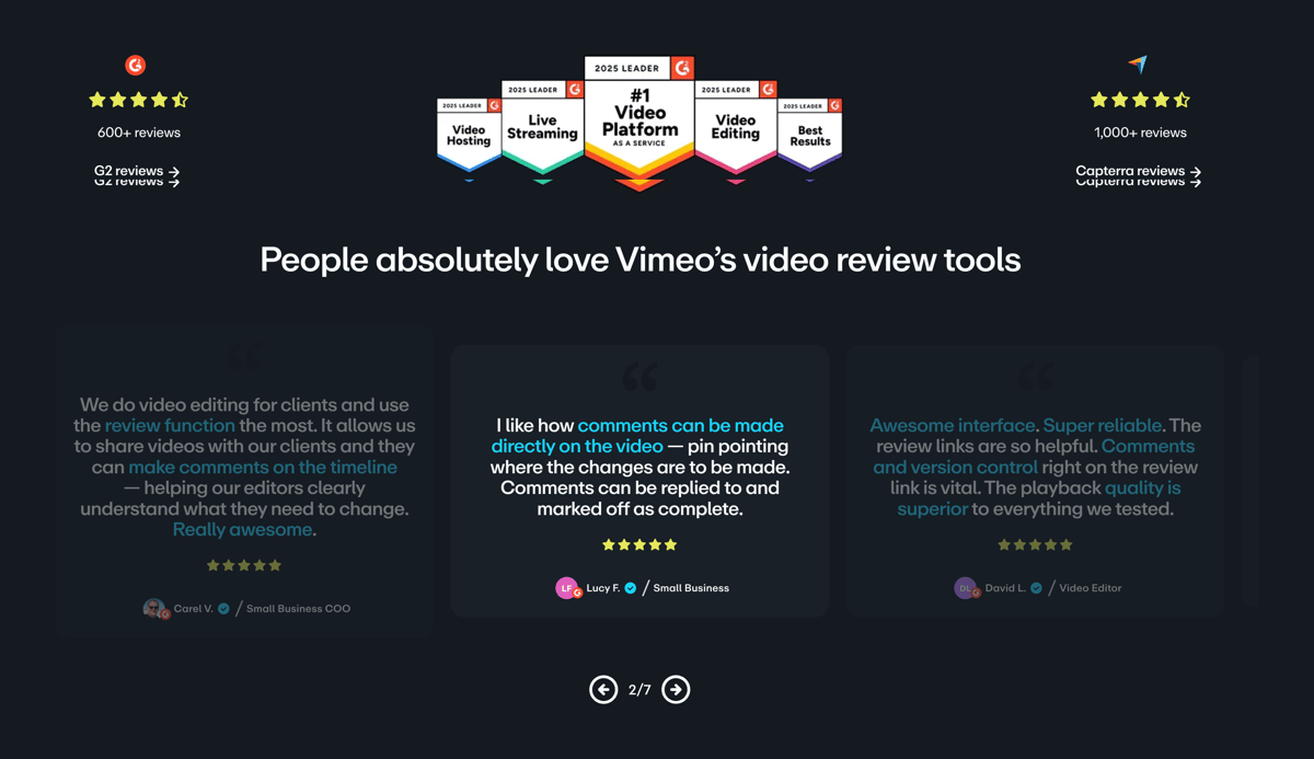 Vimeo
				social proof ui component