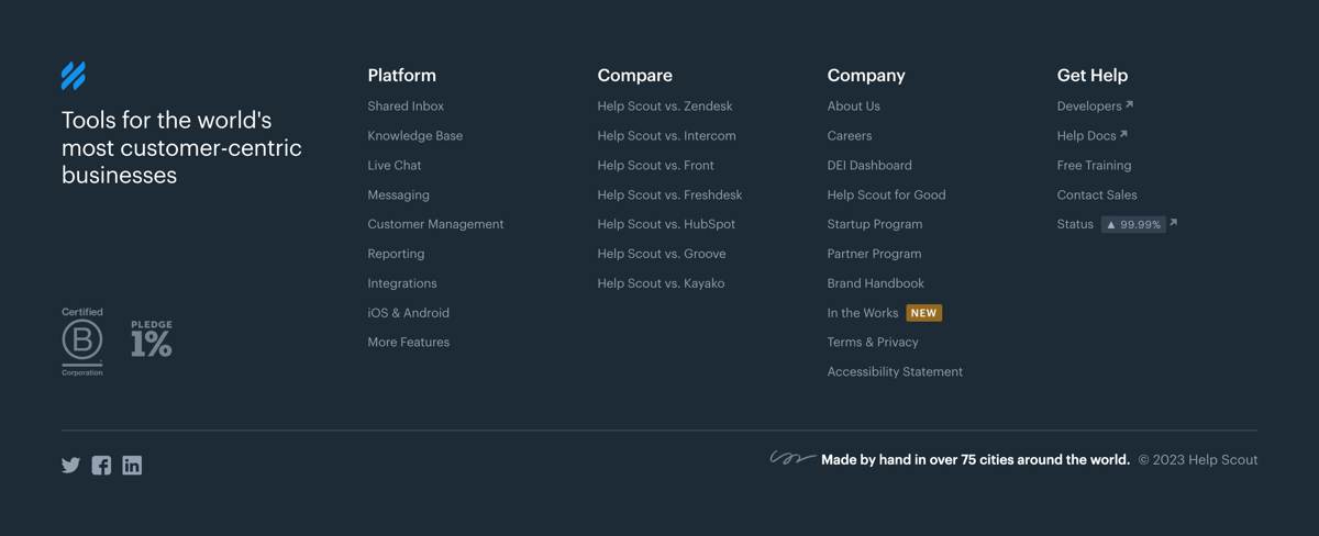 Help Scout
				footer ui component