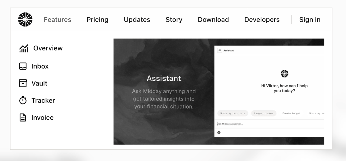 Midday
				flyout menu ui component