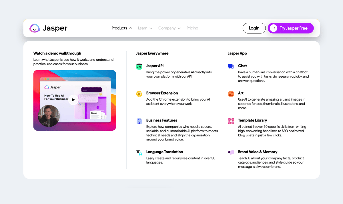 Jasper
				flyout menu ui component