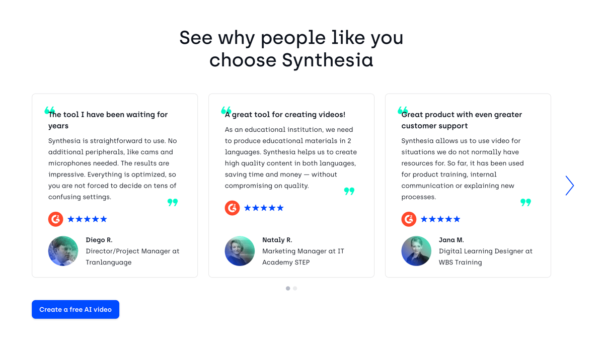 Synthesia
				testimonial ui component