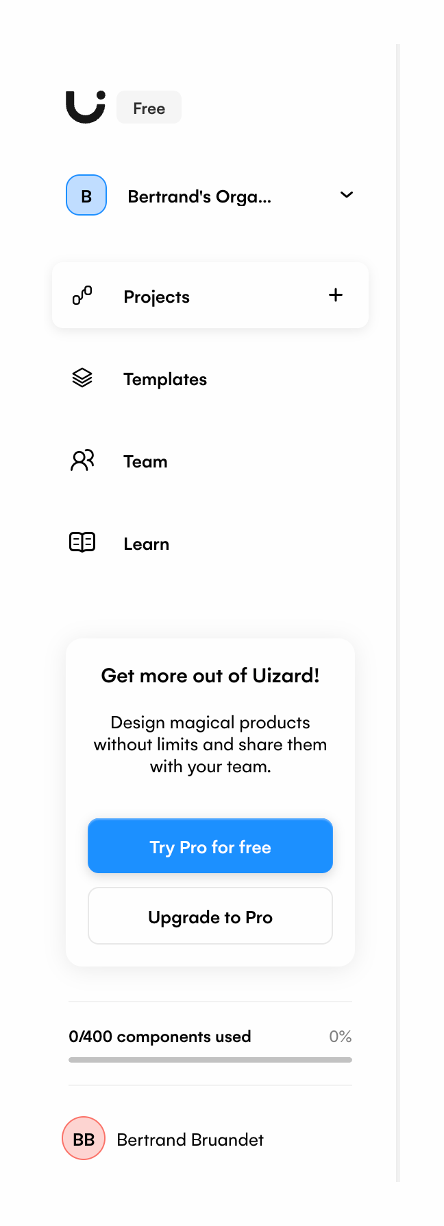 Uizard
				vertical navigation ui component