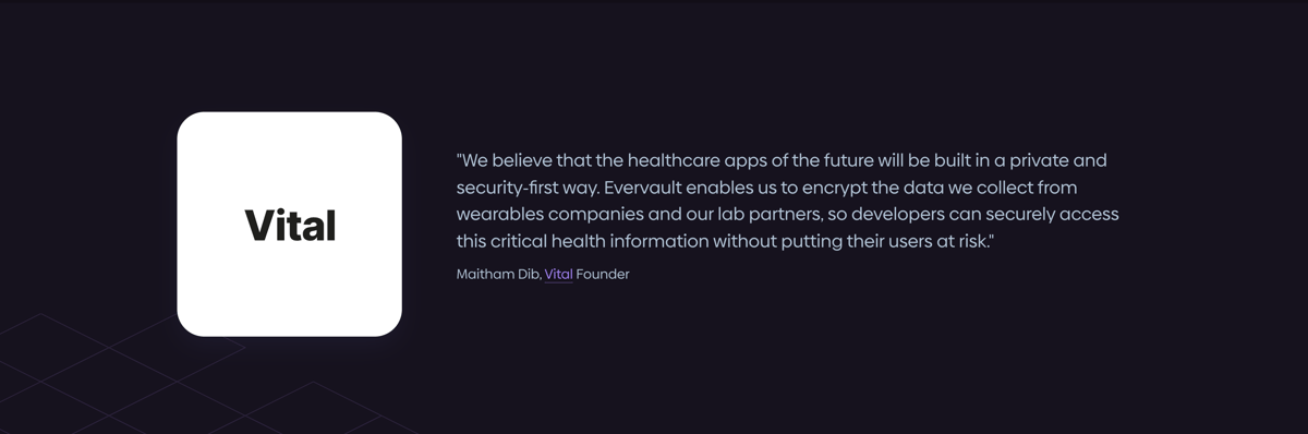 Evervault
				testimonial ui component