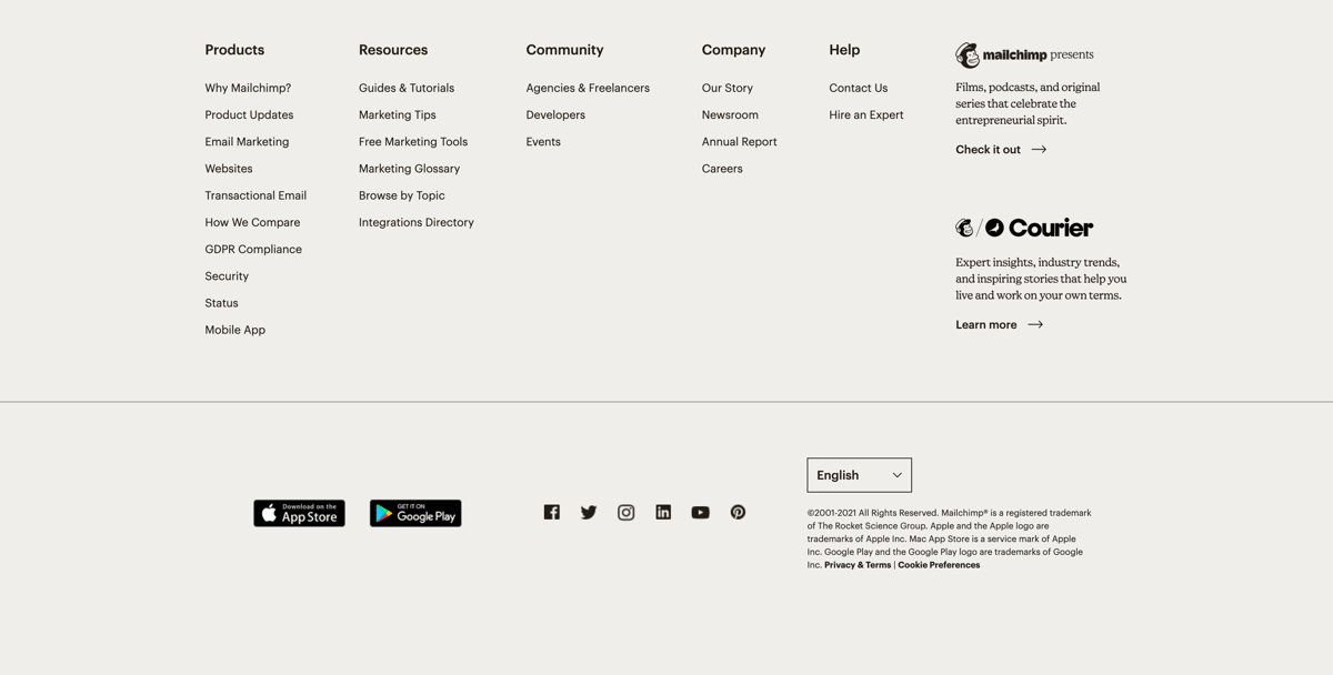 Mailchimp
				footer ui component