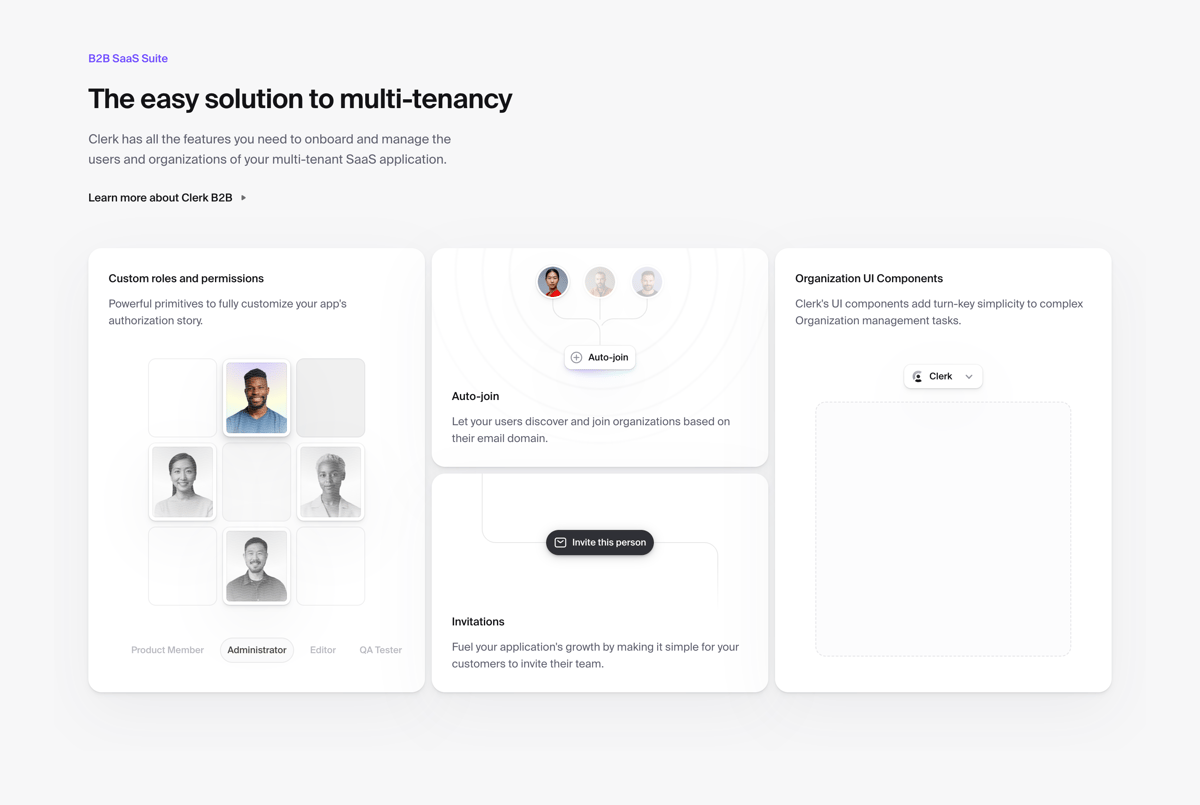 Clerk
				bento box ui component