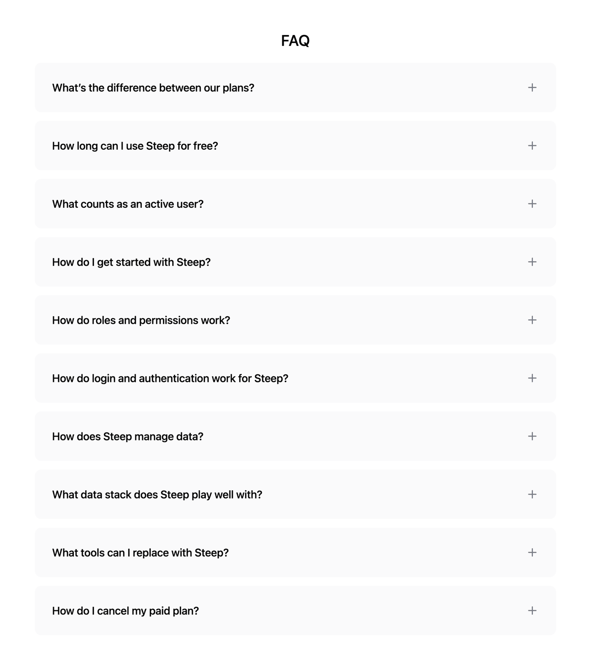Steep
				faq ui component