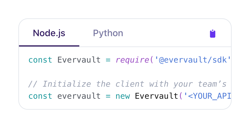 Evervault
				code block ui component