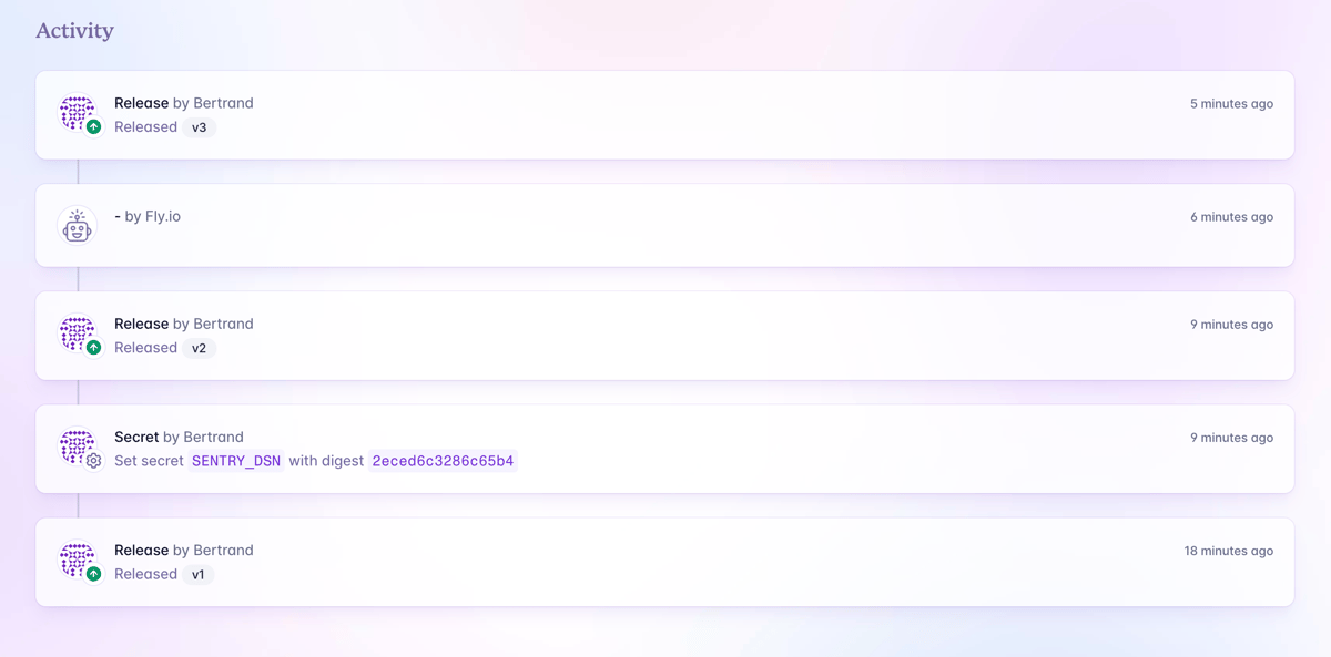 Fly
				timeline & history ui component