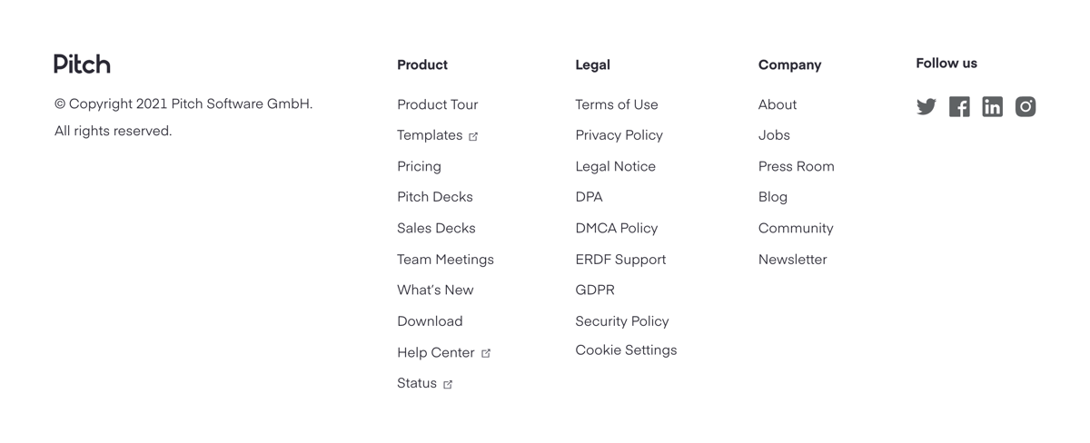 Pitch
				footer ui component