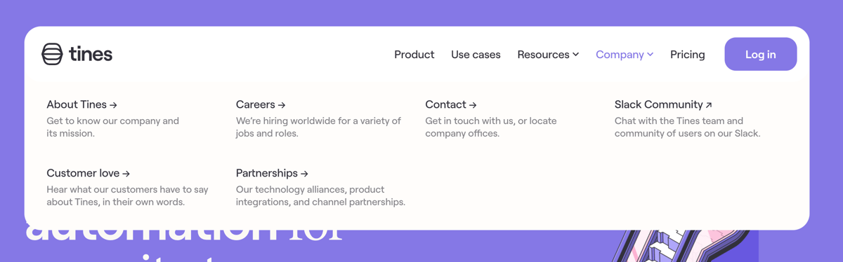 Tines
				flyout menu ui component