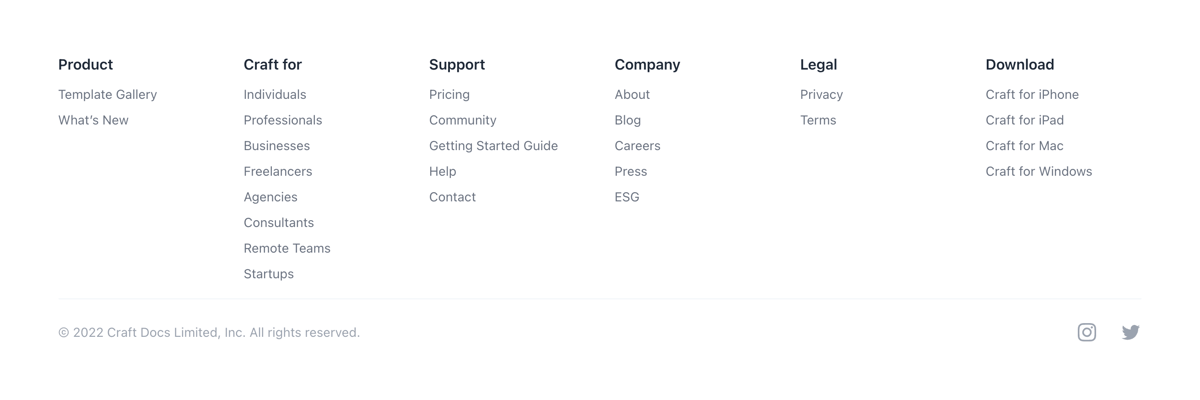 Craft
				footer ui component
