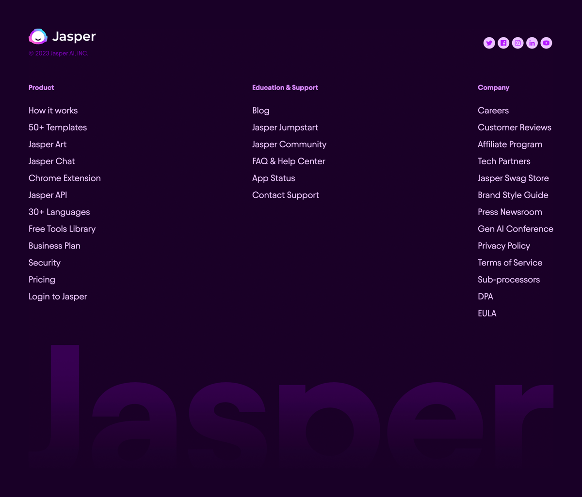 Jasper
				footer ui component