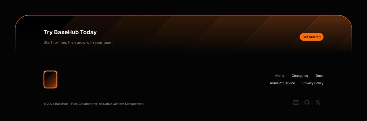 Basehub
				footer ui component