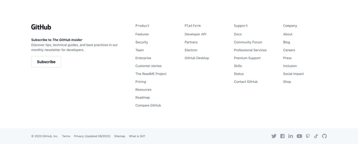 Github
				footer ui component