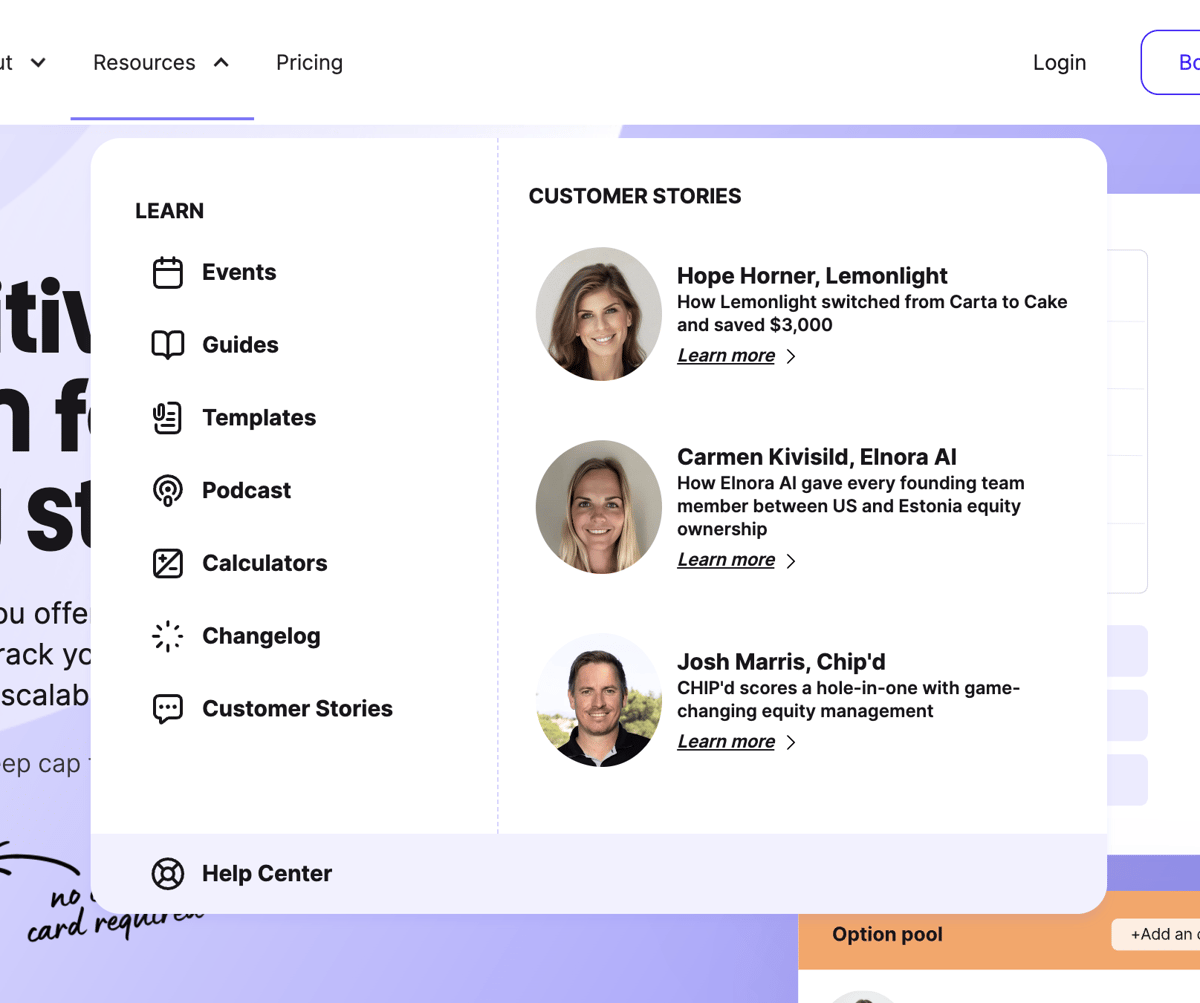 Cake
				flyout menu ui component