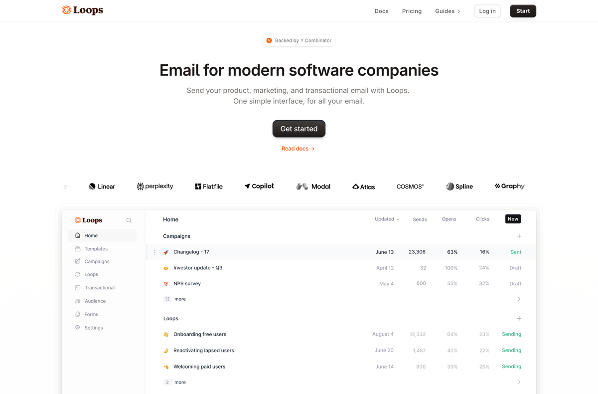Loops
				hero section ui component