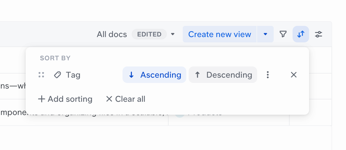 Slite
				sorting & filtering ui component