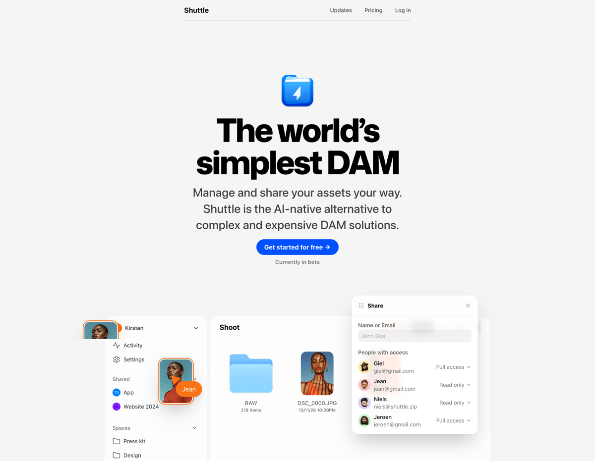 Shuttle
				hero section ui component