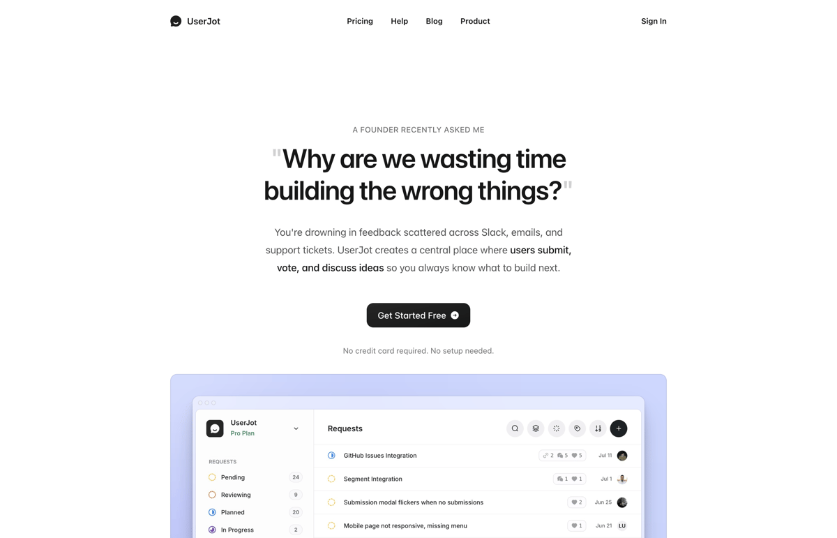 UserJot
				hero section ui component