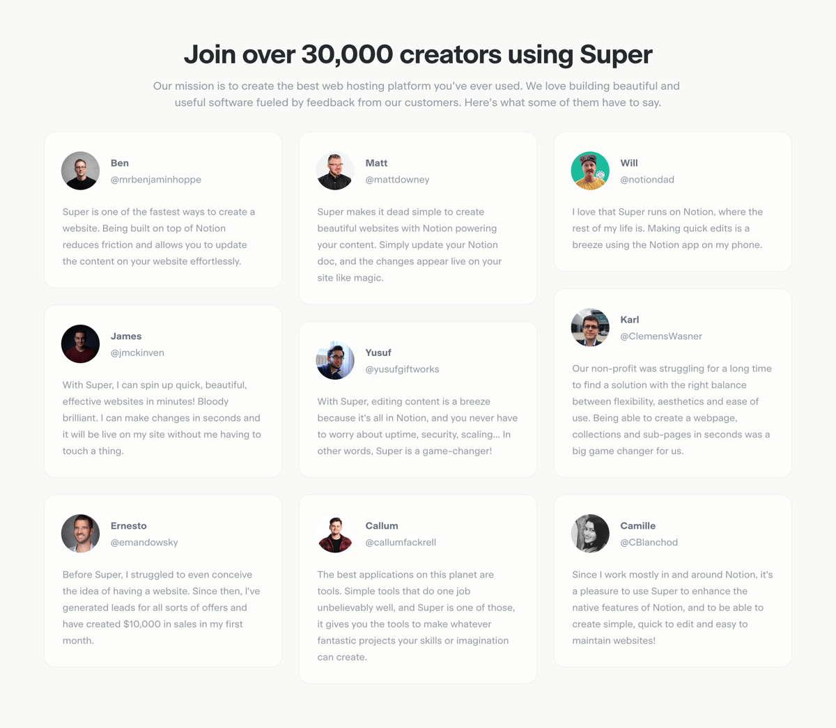 Super
				testimonial ui component