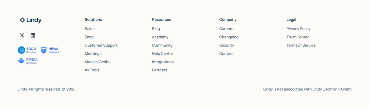 Lindy
				footer ui component