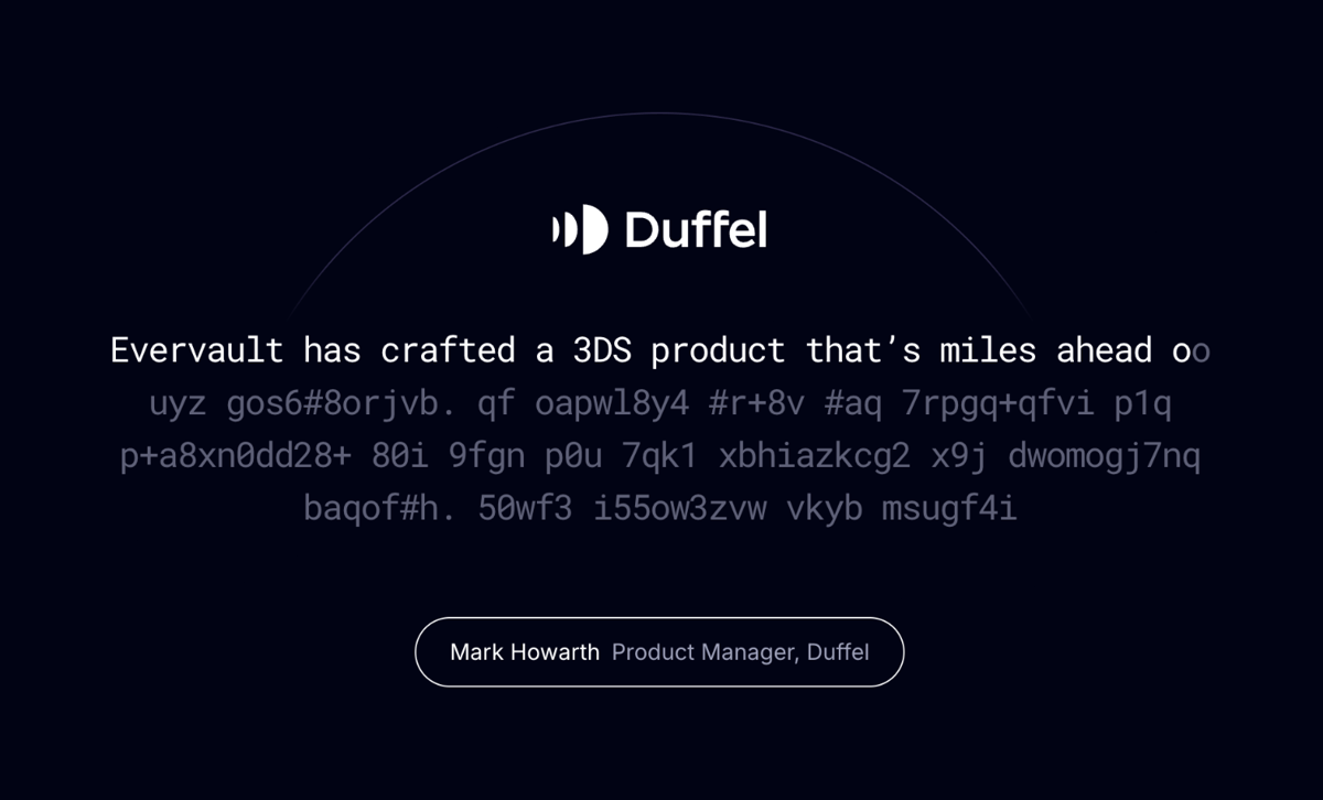 Evervault
				testimonial ui component