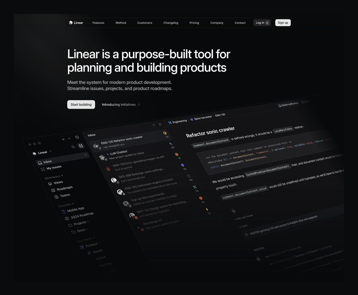 Linear
				hero section ui component