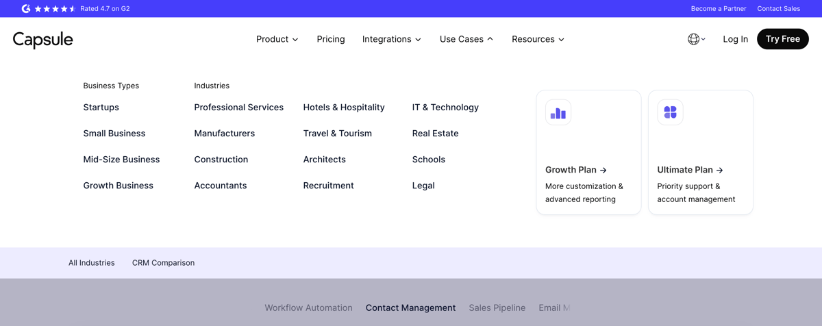 Capsule
				flyout menu ui component