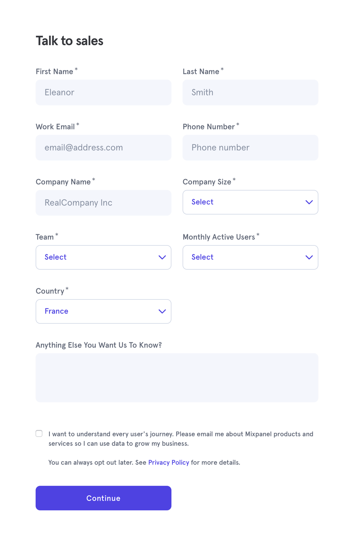 Mixpanel
				form element ui component