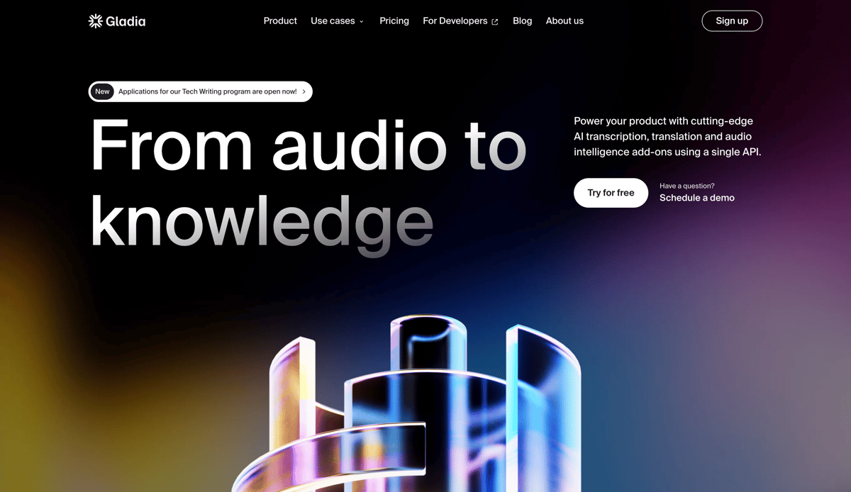 Gladia
				hero section ui component