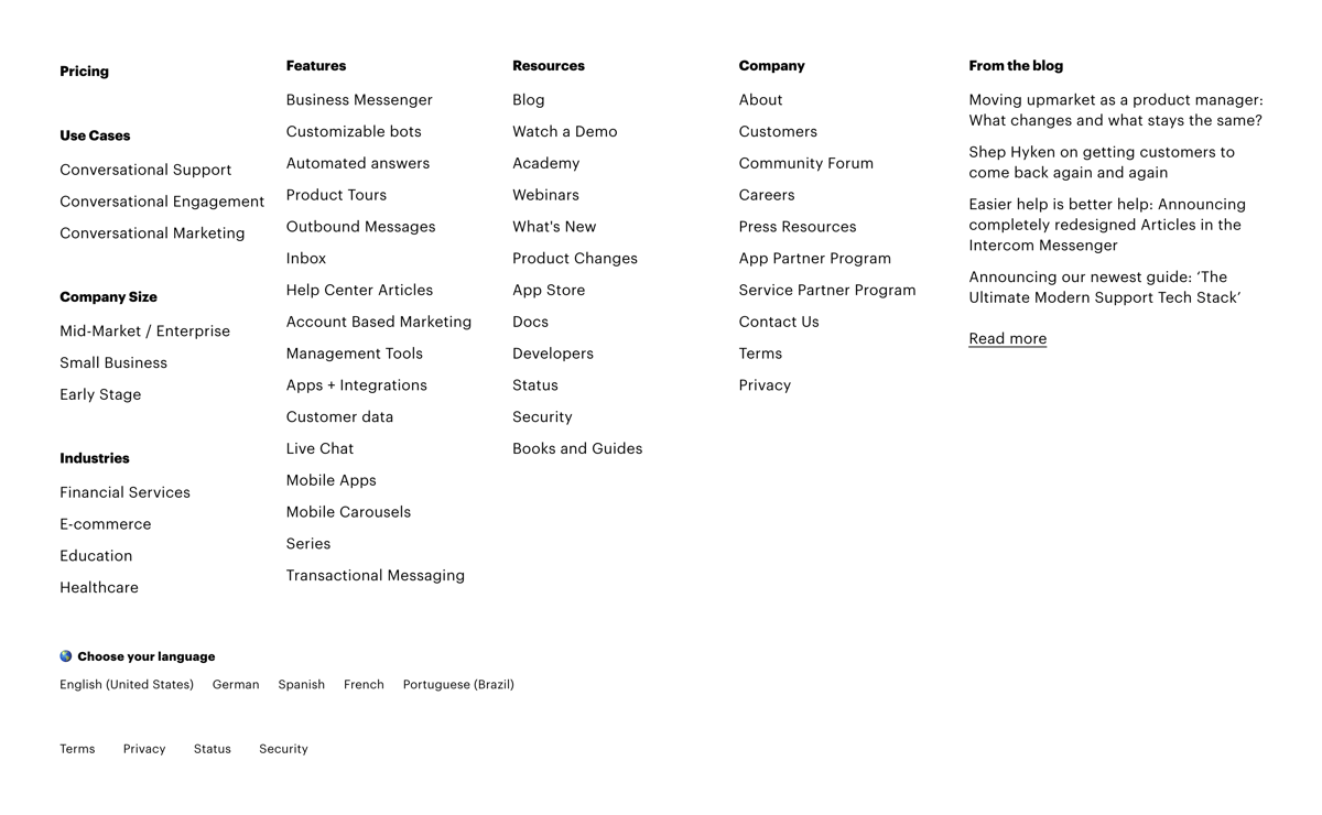 Intercom
				footer ui component