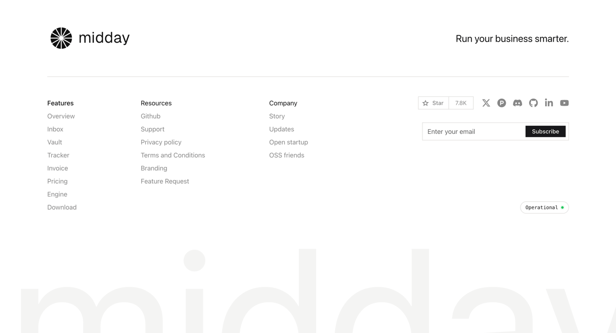 Midday
				footer ui component