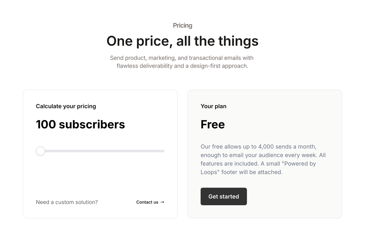 Loops
				pricing section ui component