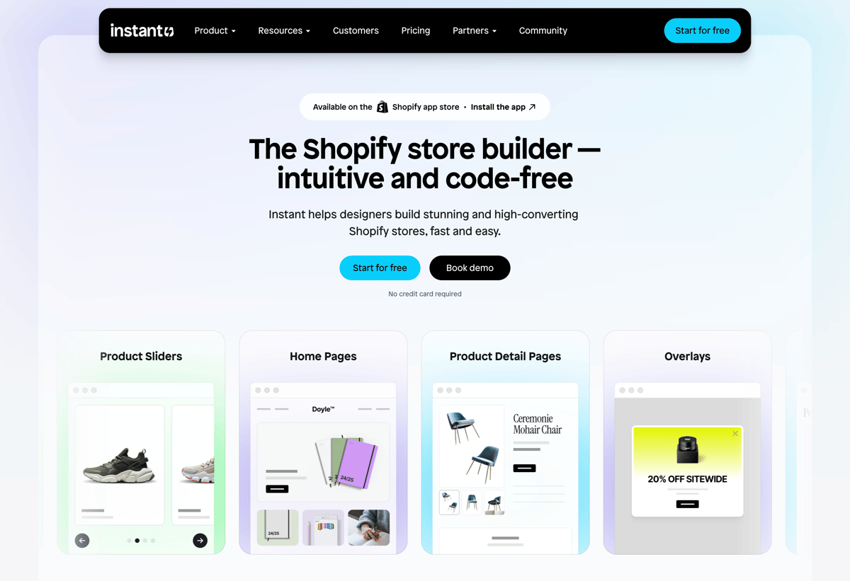 Instant
				hero section ui component
