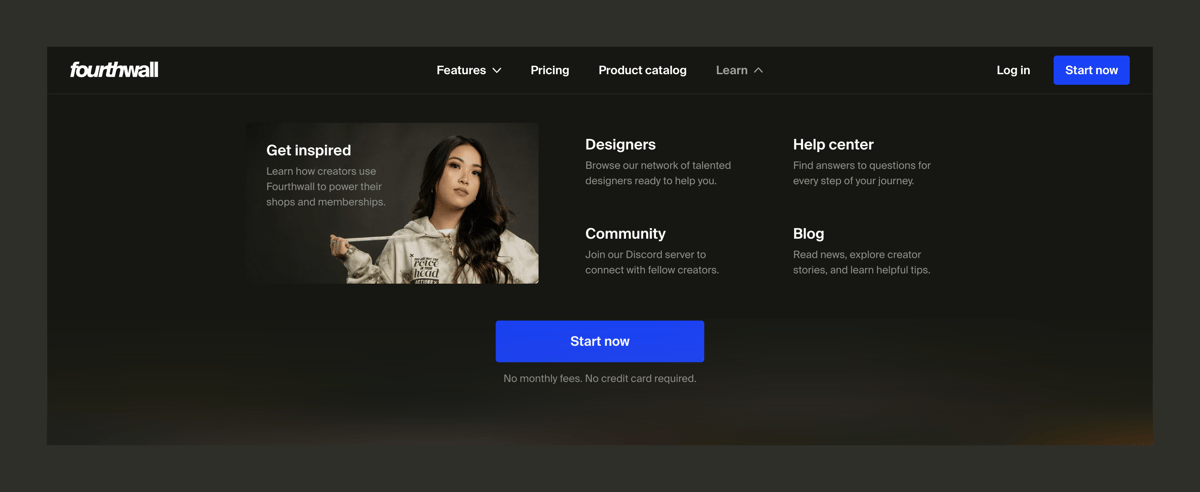Fourthwall
				flyout menu ui component