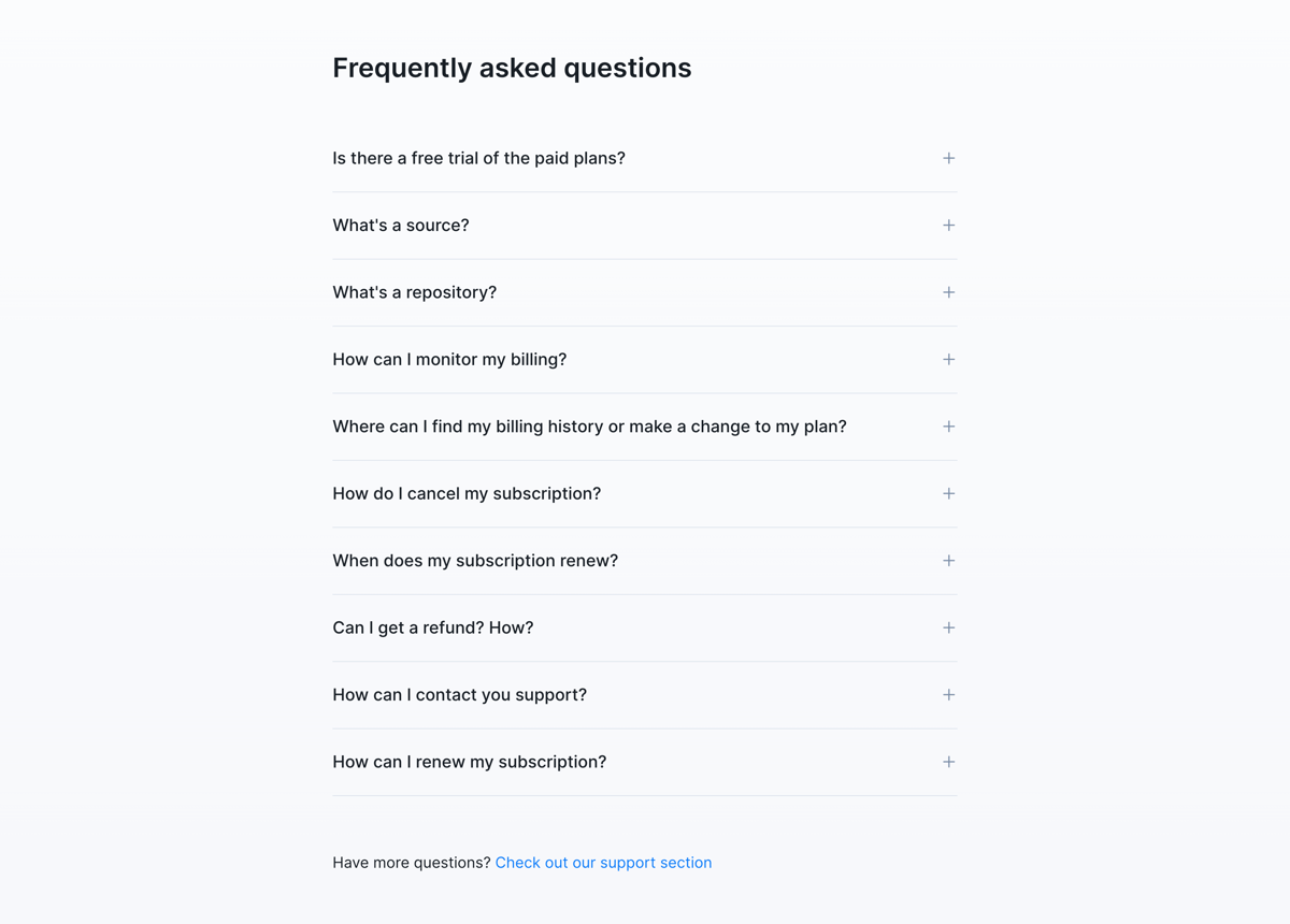 Specify
				faq ui component