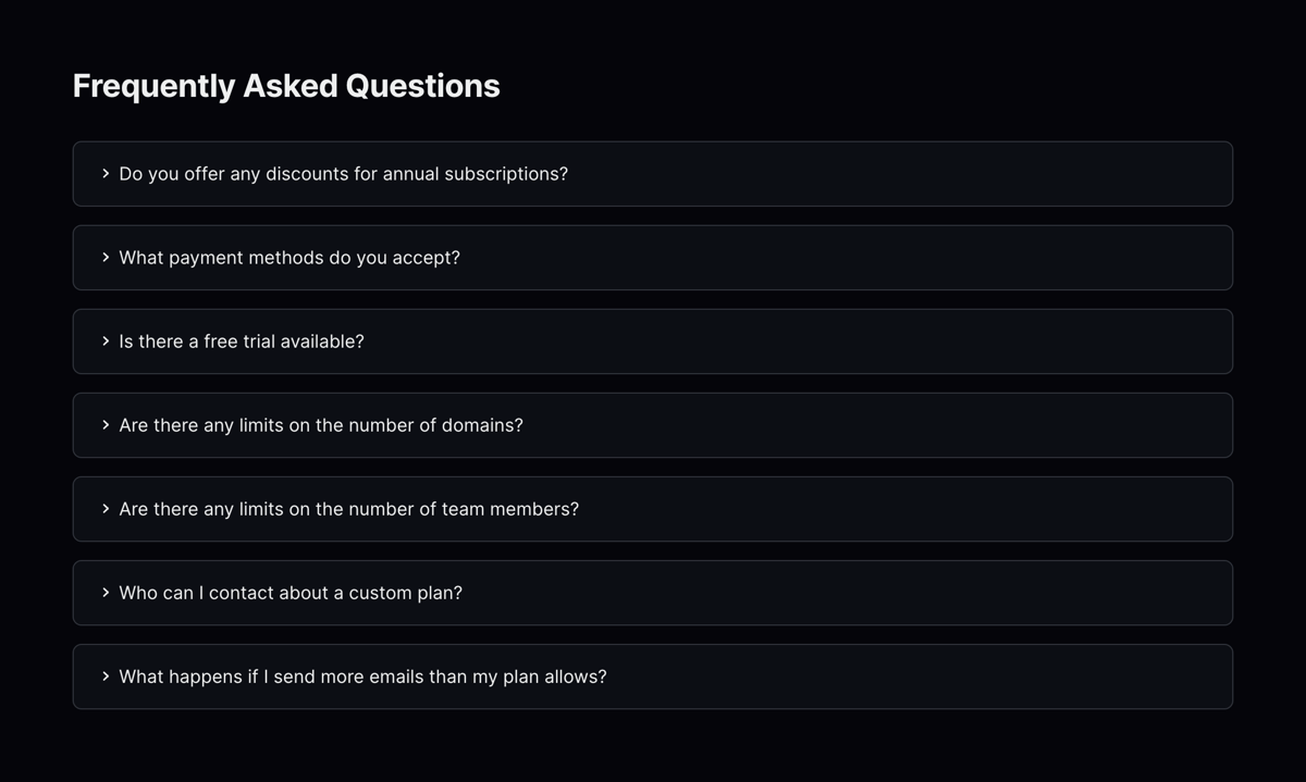 Resend
				faq ui component